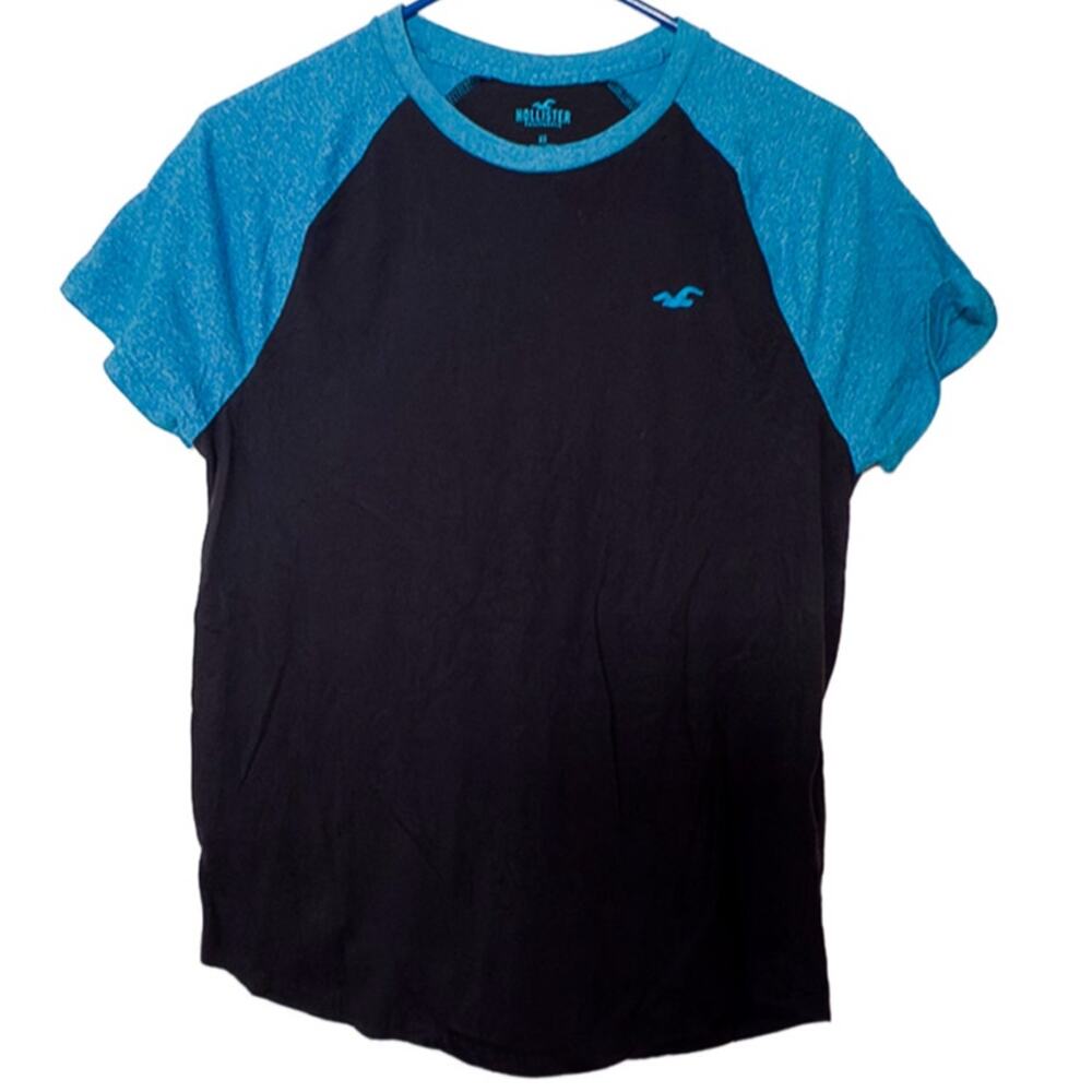 Hollister Must Have Color Block Black/Blue Raglan T-Shirt Men's Size XS